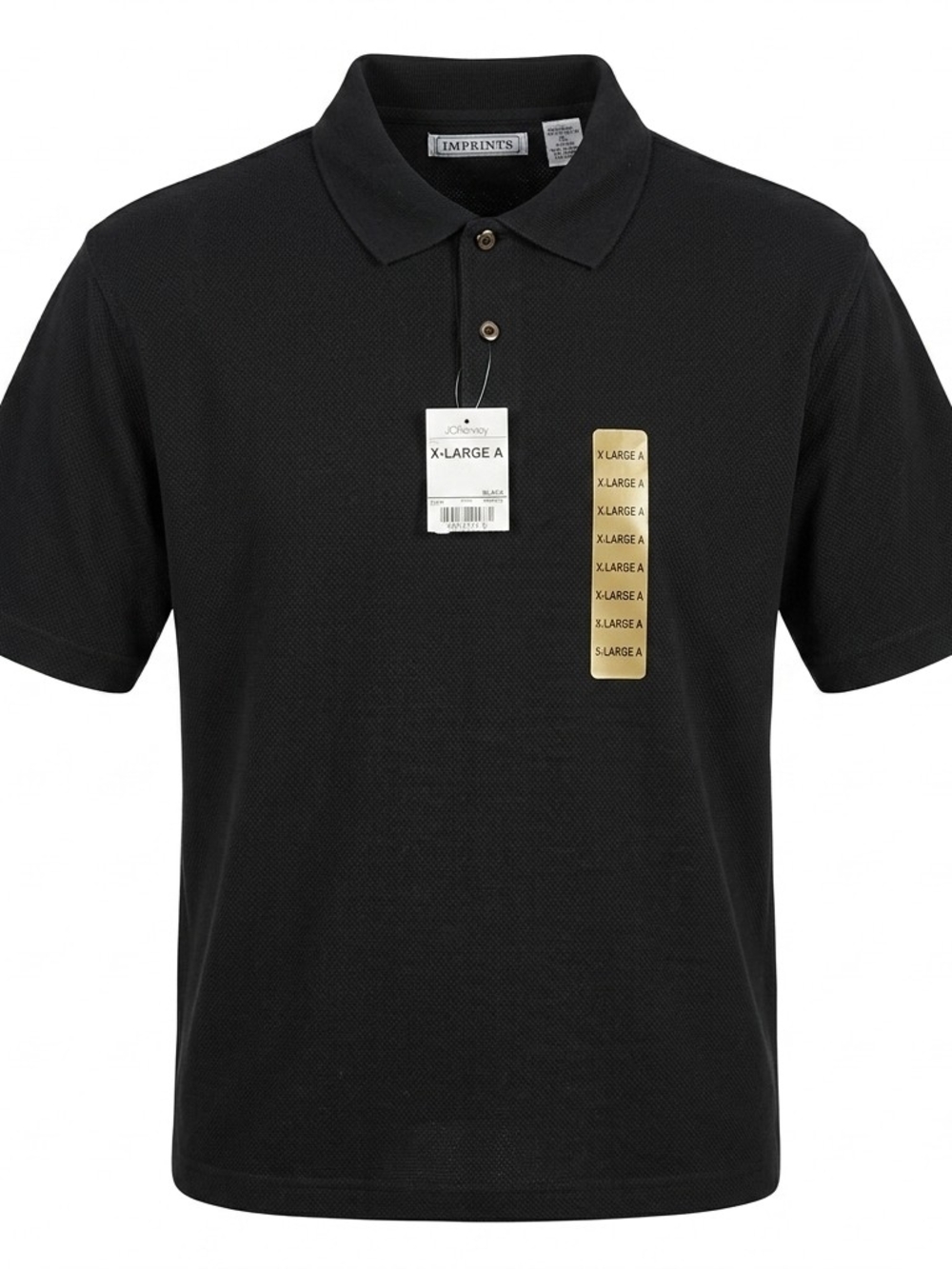 NWT Imprints Mens Extra Large Black Textured Knit Polo Shirt Rayon Blend